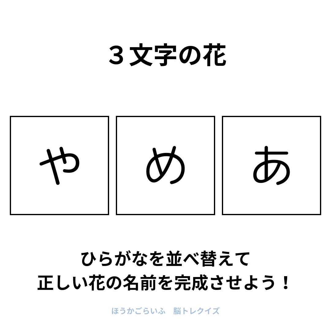 高齢者向け（無料）言葉の並び替えで脳トレしよう！文字（ひらがな）を並び替える簡単なゲーム【花の名前】健康寿命を延ばす鍵